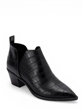 Dolce Vita Black Pointed Toe Ankle Boots with Croc-Embossed Leather Size 8.5